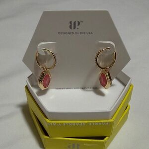 BP Gold and Pink Geometric Hoop Earrings